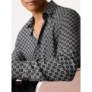 REISS Nix Medallion-Print Long-Sleeve Shirt